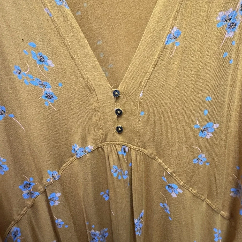 Free People Olivia Printed Tunic Dress Marigold Size Large Boho Babydoll - Picture 7 of 9